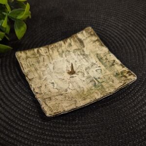 SQUARE Textured Metal Decorative Footed Pillar or Ball Candleholder Plate